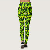 Modern Tartan Geometric, Green & Black Pattern Leggings (Rückseite)