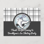 Modern Tartan Ice Skaten Vielen Dank Postkarte (Vorderseite)