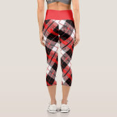 Modern Tartan Red, Black and White  Capri Leggings (Rückseite)