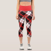 Modern Tartan Red, Black and White  Capri Leggings (Vorderseite)