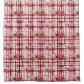 Modern Tartan Red Florel Muster Duschvorhang (Vorderseite)