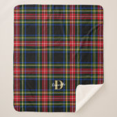 Modern Tartan Xmas Monogram Name Kariert Sherpadecke (Vorderseite)