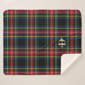 Modern Tartan Xmas Monogram Name Kariert Sherpadecke (Vorderseite (Horizontal))