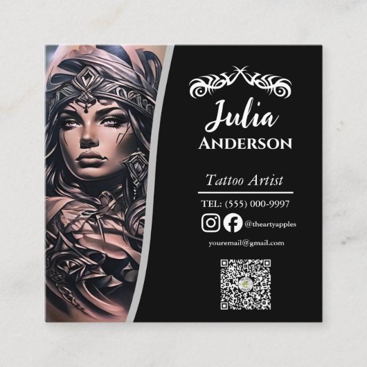 Modern tattoo Artist Business aftercare Quadratische Visitenkarte (Vorderseite)