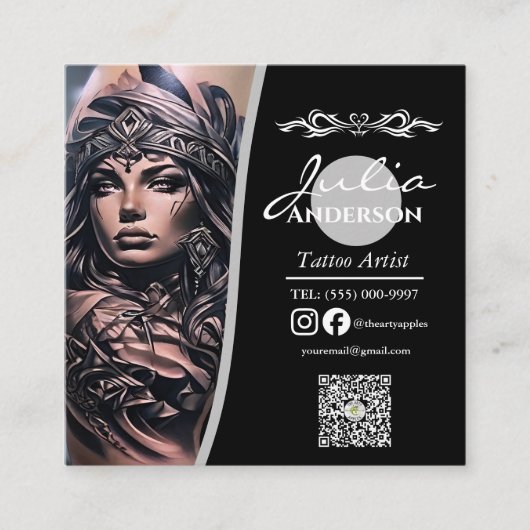 Modern tattoo Artist Business aftercare Quadratische Visitenkarte (Vorderseite)