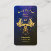 Modern Tattoo Artist Dark Blue Gold Monogram Visitenkarte (Vorderseite)