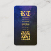 Modern Tattoo Artist Dark Blue Gold Monogram Visitenkarte (Rückseite)