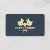 Modern Tattoo Artist Gold Beruflich Dark Blue Visitenkarte (Vorderseite)