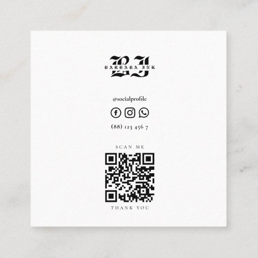 Modern Tattoo Artist Gold Script Blue Pink Lila Quadratische Visitenkarte (Rückseite)