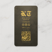 Modern Tattoo Artist Golden Brown Monogram QR Visitenkarte (Rückseite)