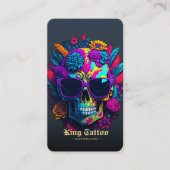 Modern Tattoo Artist Monogram Dark Blue Gold Visitenkarte (Vorderseite)