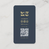 Modern Tattoo Artist Monogram Dark Blue Gold Visitenkarte (Rückseite)