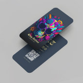 Modern Tattoo Artist Monogram Dark Blue Gold Visitenkarte