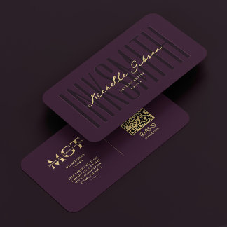 Modern Tattoo Artist Monogram Elegant Dark Lila Visitenkarte