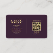 Modern Tattoo Artist Monogram Elegant Dark Lila Visitenkarte (Rückseite)