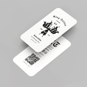 Modern Tattoo Artist Monogram Schwarz-weiß Visitenkarte