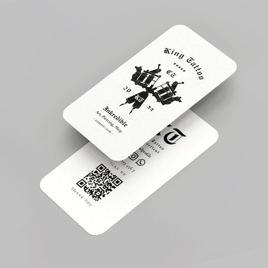 Modern Tattoo Artist Monogram Schwarz-weiß Visitenkarte