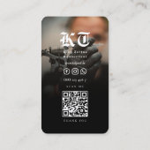 Modern Tattoo Artist Monogram Wreath Foto Visitenkarte (Rückseite)