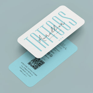 Modern Tattoo Artist Pastel Blue Tattooist Visitenkarte