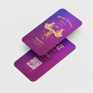 Modern Tattoo Artist Retro Blue Lila Gold Visitenkarte