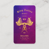 Modern Tattoo Artist Retro Blue Lila Gold Visitenkarte (Vorderseite)