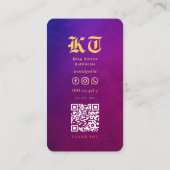 Modern Tattoo Artist Retro Blue Lila Gold Visitenkarte (Rückseite)