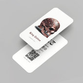 Modern Tattoo Artist Rosegold Skull Qr Code Weiß Visitenkarte