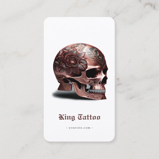 Modern Tattoo Artist Rosegold Skull Qr Code Weiß Visitenkarte (Vorderseite)