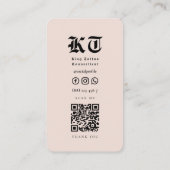 Modern Tattoo Artist Sand Monogram Visitenkarte (Rückseite)