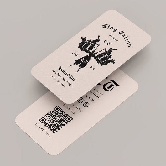 Modern Tattoo Artist Sand Monogram Visitenkarte