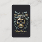 Modern Tattoo Artist Skull Black Gold Monogram Visitenkarte (Vorderseite)