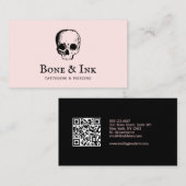 Modern Tattoo Artist Skull QR Code Visitenkarte (Vorne/Hinten)