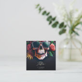 Modern Tattoo Artist Skull Rose Sonnenbrille Quadratische Visitenkarte (Stehend Vorderseite)
