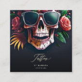 Modern Tattoo Artist Skull Rose Sonnenbrille Quadratische Visitenkarte (Vorderseite)