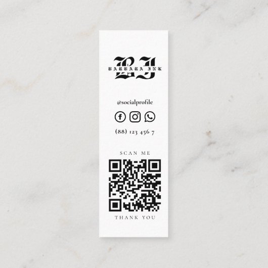 Modern Tattoo Artist Skull Sonnenblume Orange Rose Mini Visitenkarte (Rückseite)