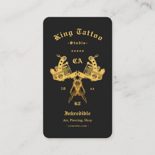 Modern Tattoo Artist Tattoo Studio Black Visitenkarte (Vorderseite)