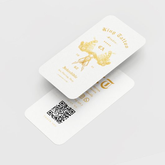 Modern Tattoo Artist Tattoo Studio White Gold Visitenkarte