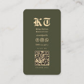 Modern Tattoo Artist Tattooist Army Green Visitenkarte (Rückseite)