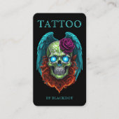 Modern Tattoo Studio Winged Skull Gothic Tattooist Visitenkarte (Vorderseite)