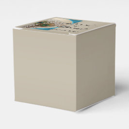 Modern Taupe Aqua Peacock Feather Gastgeschenk Hoc Geschenkschachtel