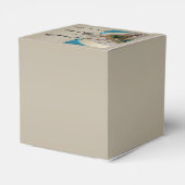 Modern Taupe Aqua Peacock Feather Gastgeschenk Hoc Geschenkschachtel (Rückseite)