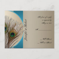 Modern Taupe Aqua Peacock Feather UAWG Postkarte
