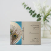 Modern Taupe Aqua Peacock Feather UAWG Postkarte (Stehend Vorderseite)