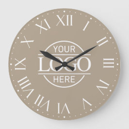Modern Taupe Branded Company Business Logo Custom Große Wanduhr