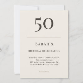 Modern Taupe & Cream 50th Birthday Celebration Einladung