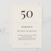 Modern Taupe & Cream 50th Birthday Celebration Einladung (Vorne/Hinten)