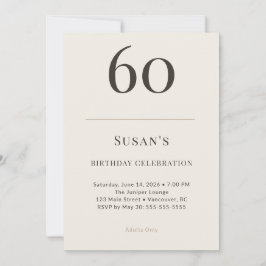 Modern Taupe & Cream 60th Birthday Celebration Einladung