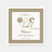 Modern Taupe Framed Onederful World 1st Birthday Serviette (Vorderseite)