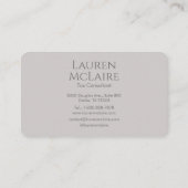 Modern Taupe Gray Monogram Business Card Visitenkarte (Rückseite)