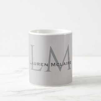 Modern Taupe Gray Monogram Office Style Kaffeetasse